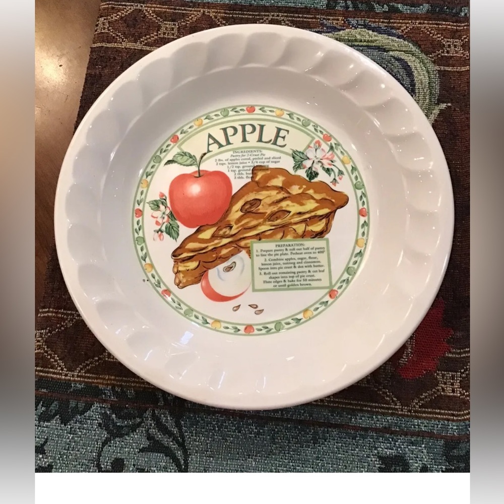 Vintage Himark Apple Pie Serving Plate Dish Golden Collection Recipe ￼Korea EUC